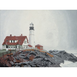 Maine Lighthouse In Fog