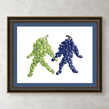 Grape Friends Custom Framed Print