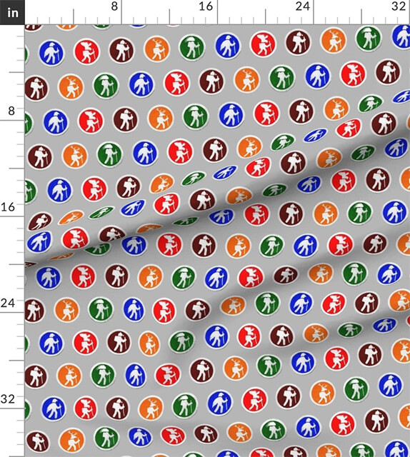 Hiking animal trail markers on sample fabric