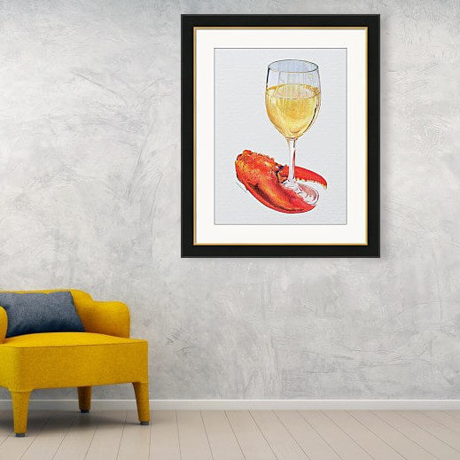 Lobster Claw Wine Glass Custom Framed Print