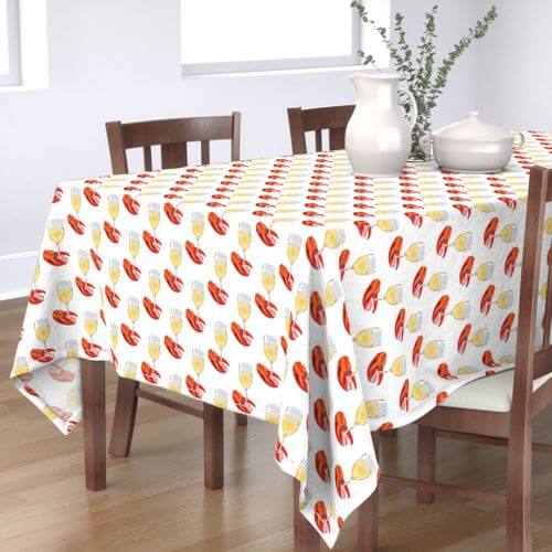 Lobster Claw and Wine Pattern Fabric as Table Cloth