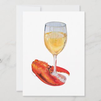 Lobster and Wine Invitation Flat Card