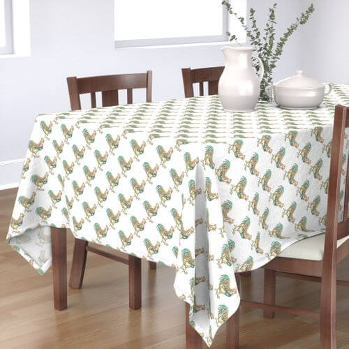 Rooster Art Pattern Fabric made into table cloth