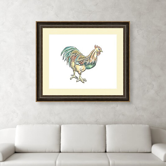 Rooster Illustration Custom Framed Print