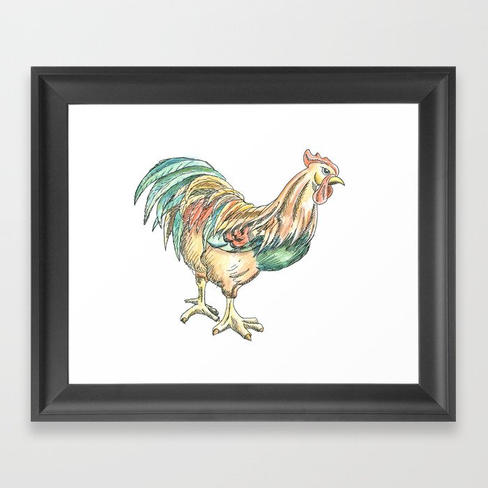 Framed Rooster Art Print