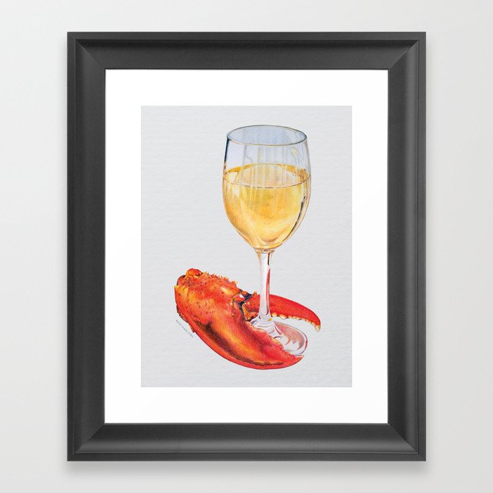 Framed Print of Lobster Claw and Wine Glass